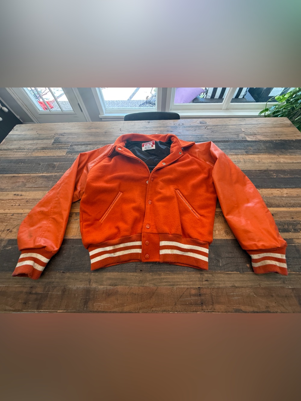 Vintage Orange Varsity Jacket